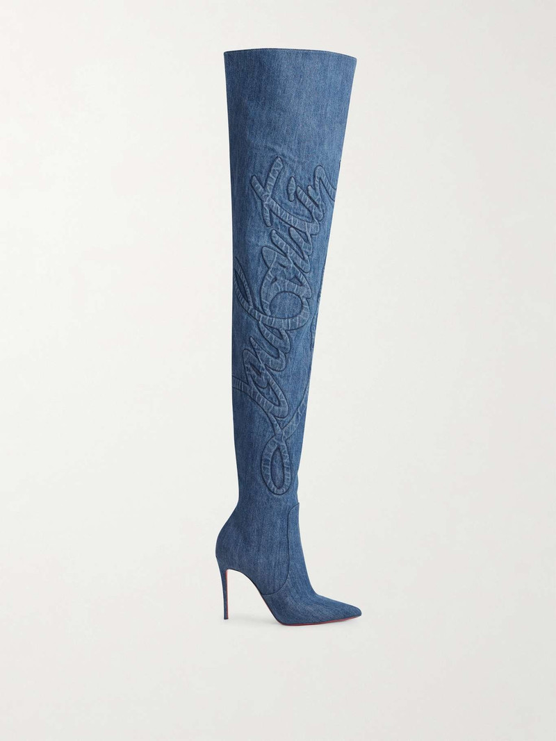 Kate Botta Loubijeans 100 denim pointed-toe over-the-knee boots - 1
