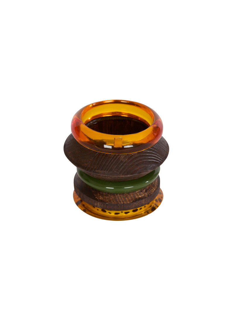 Set of wood and resin bracelets 3