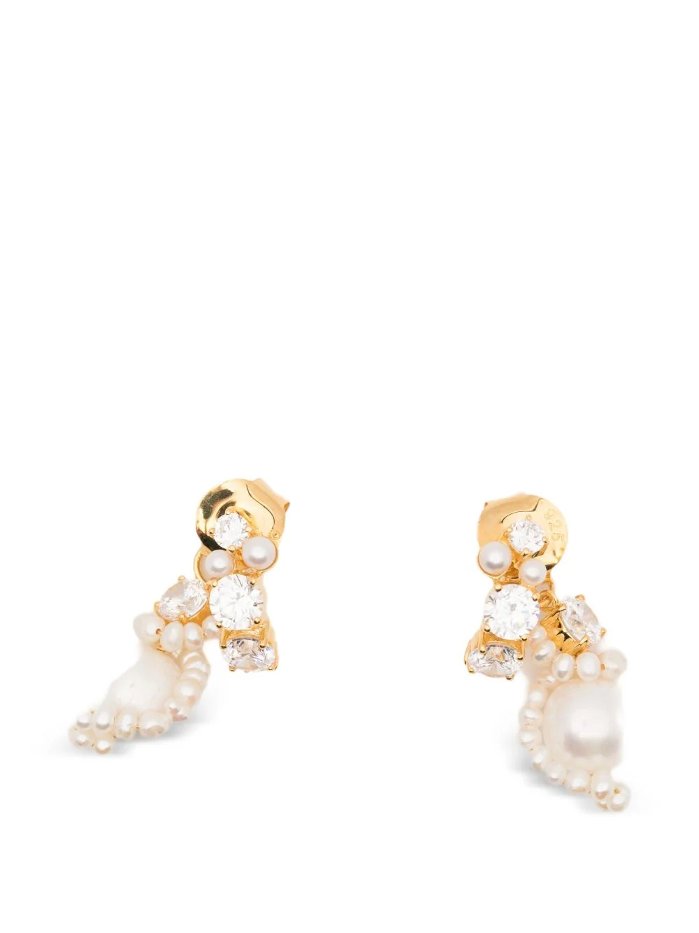 pearl and zirconia swirl earrings - 1