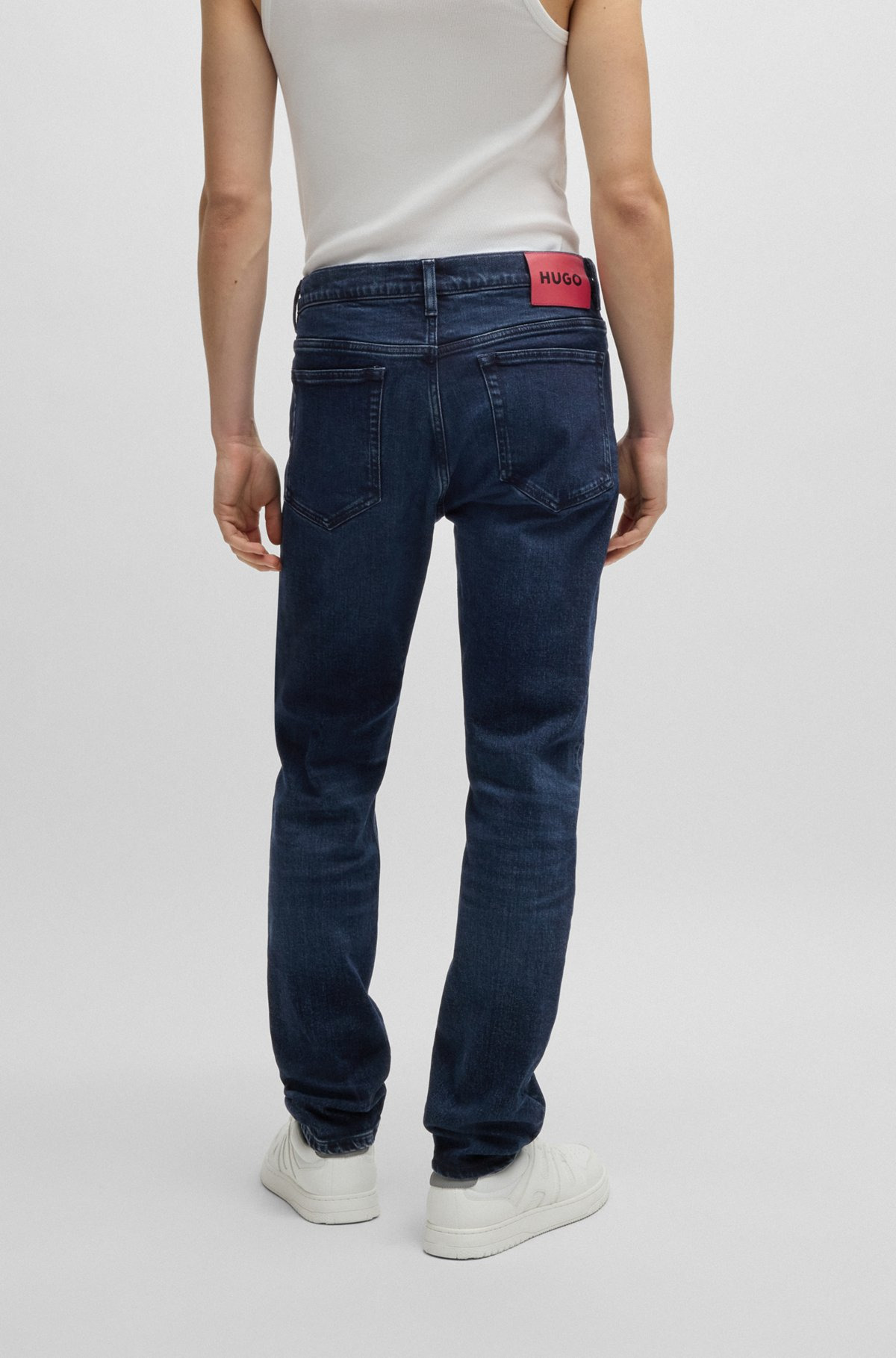 SLIM-FIT JEANS IN DARK-BLUE STRETCH DENIM - 4
