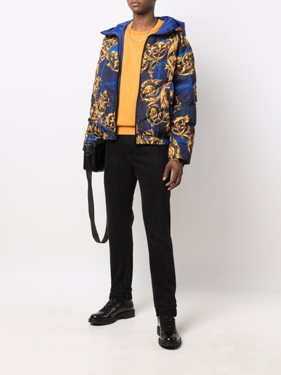 VERSACE JEANS COUTURE baroque-print hooded padded jacket outlook