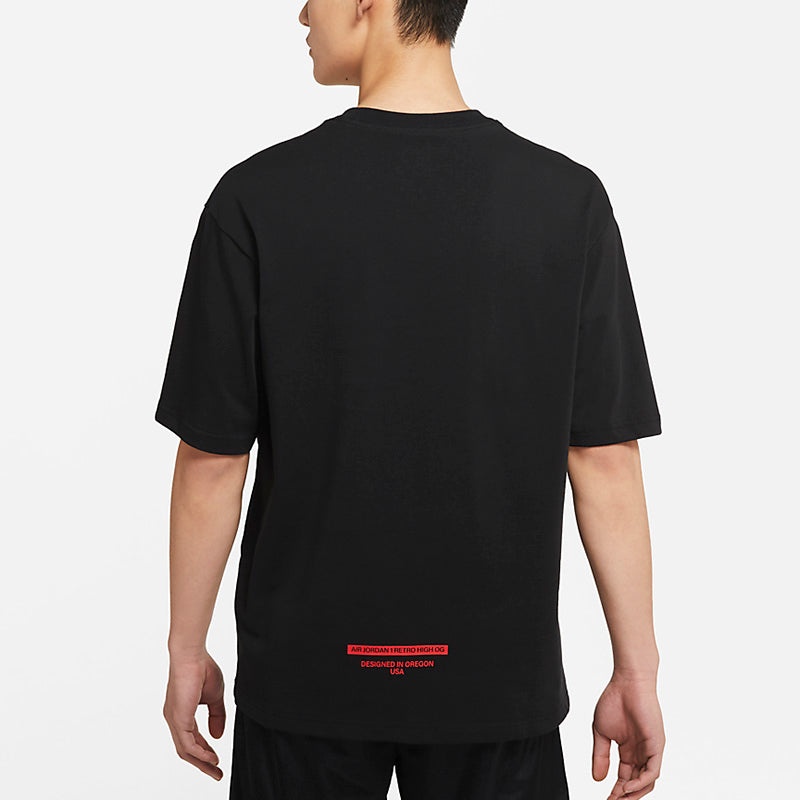 Air Jordan Casual Sports Printing Short Sleeve Black DM3545-010 - 5