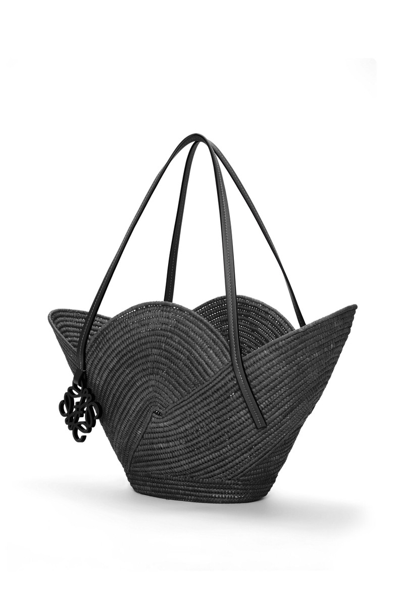Petal basket bag in raffia and calfskin 3