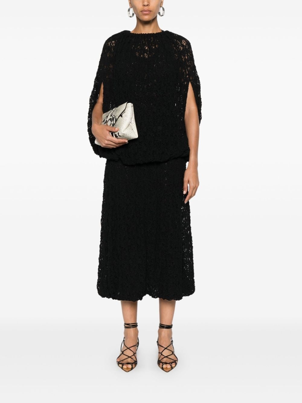 lace-embroidered midi skirt - 2