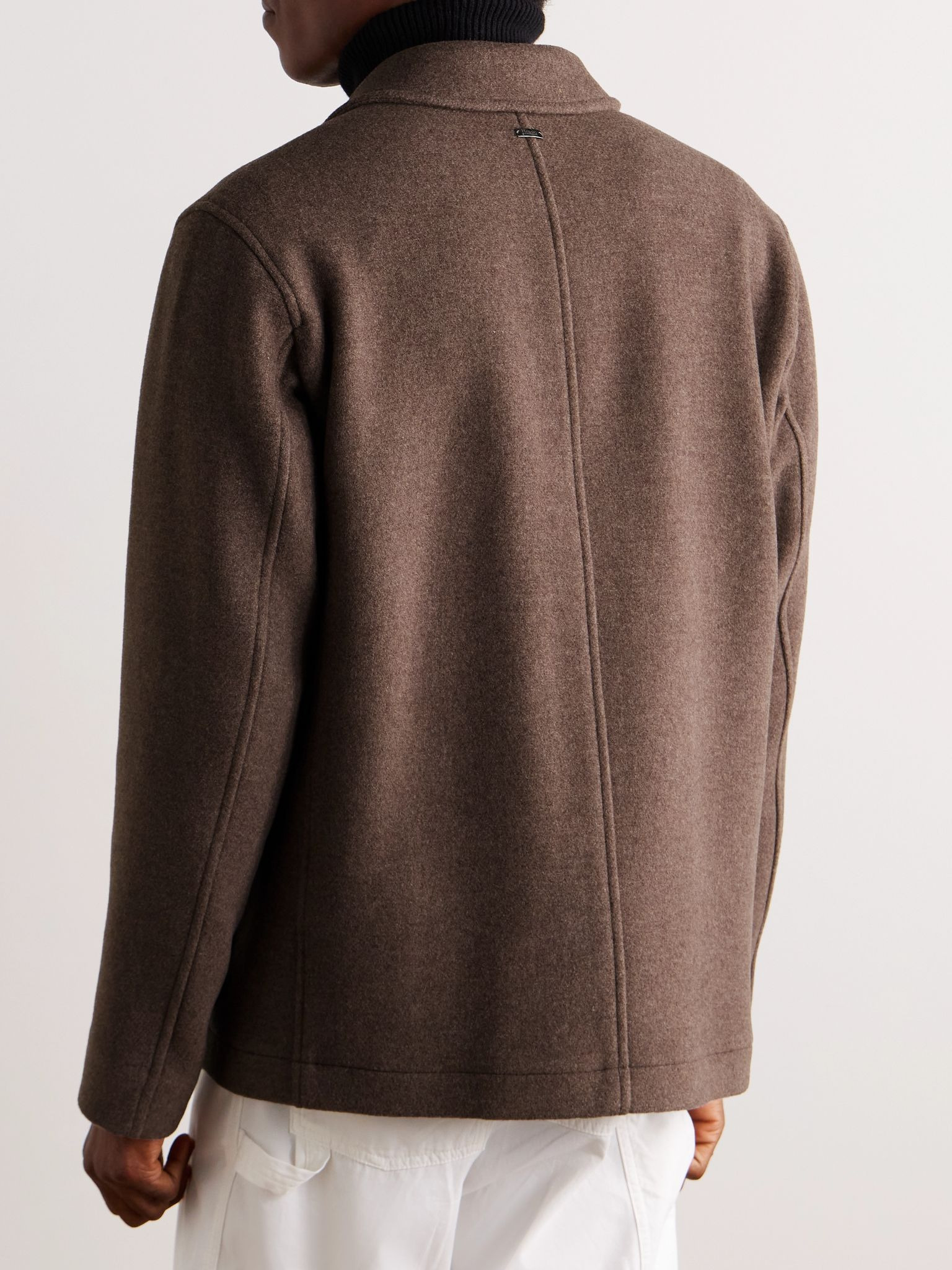 Wool-Blend Felt Overshirt Brown - 3