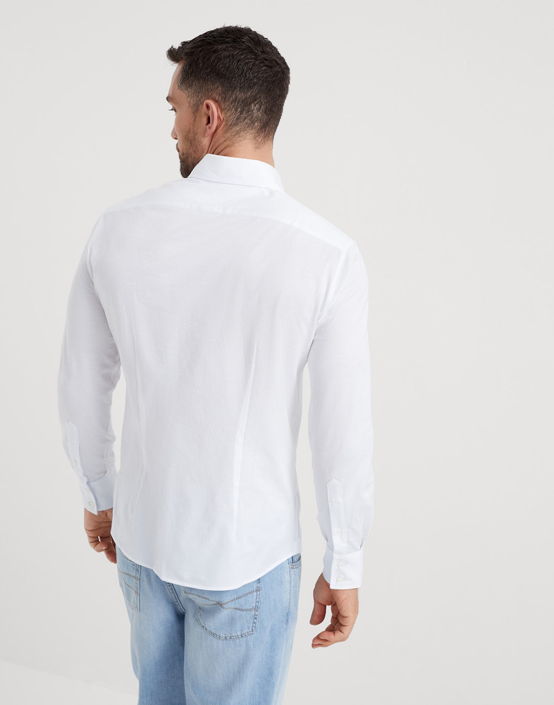 Brunello Cucinelli Cotton piqué basic fit shirt with spread collar outlook