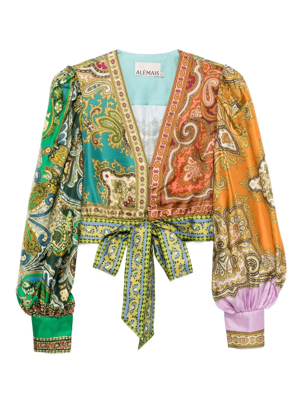 paisley-print tie-front top - 1