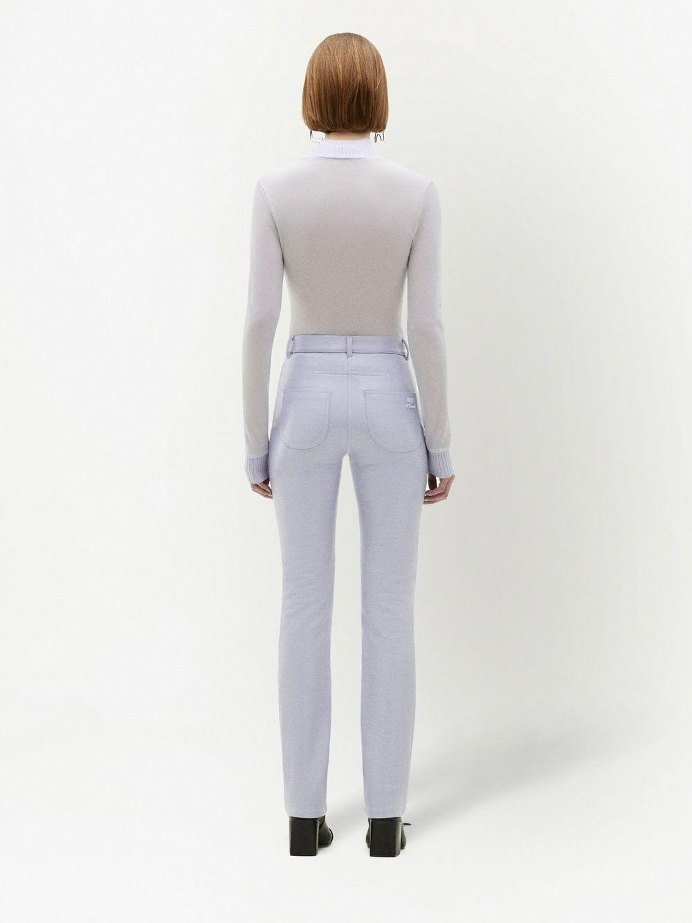 straight-leg vinyl trousers - 4