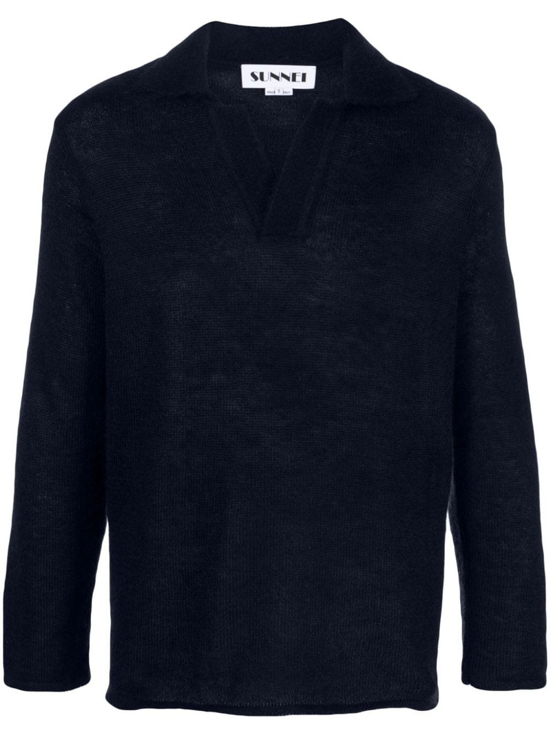 textured mohair-blend polo short 1