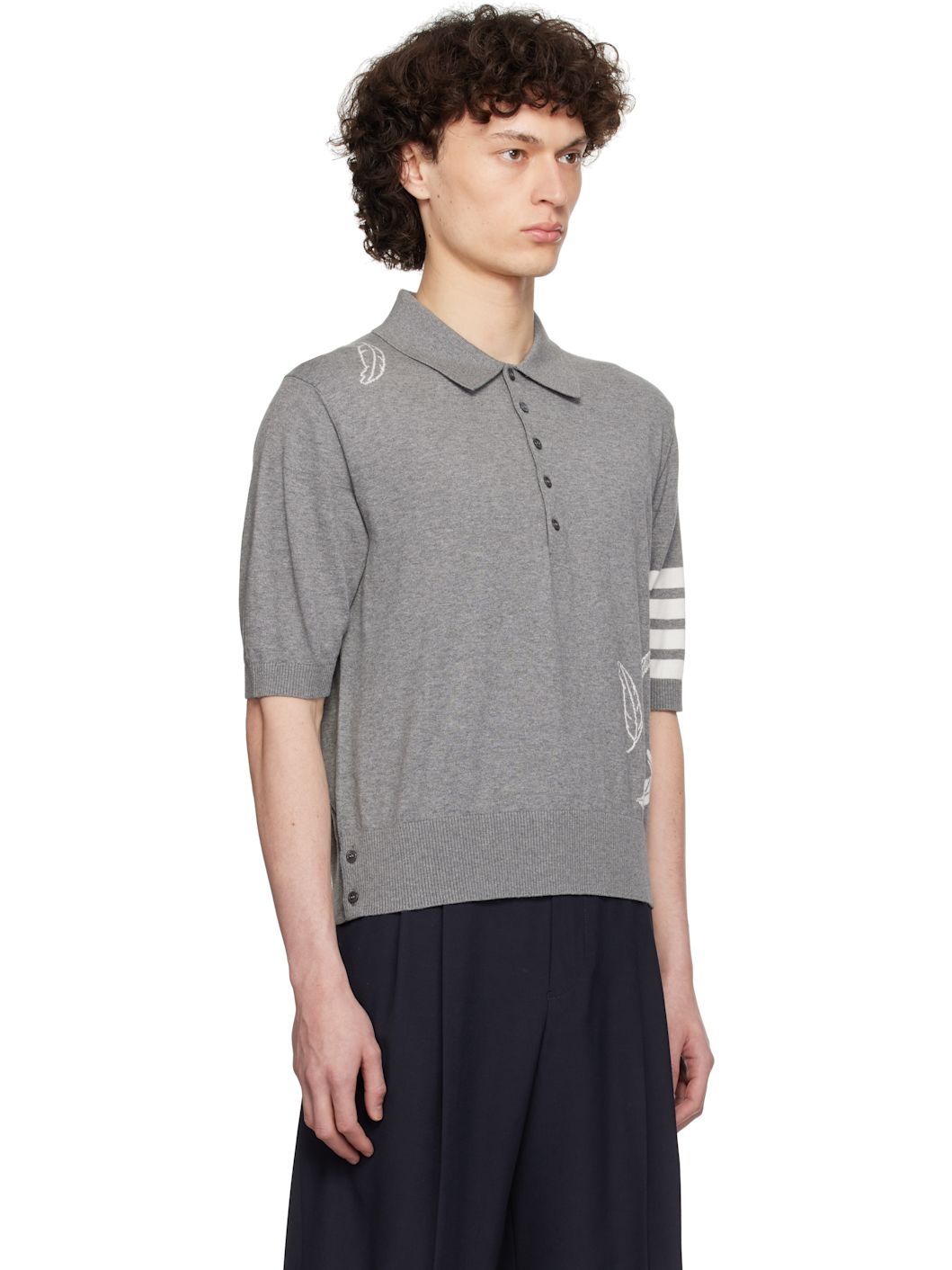 Gray Feather Short Sleeve Polo - 2