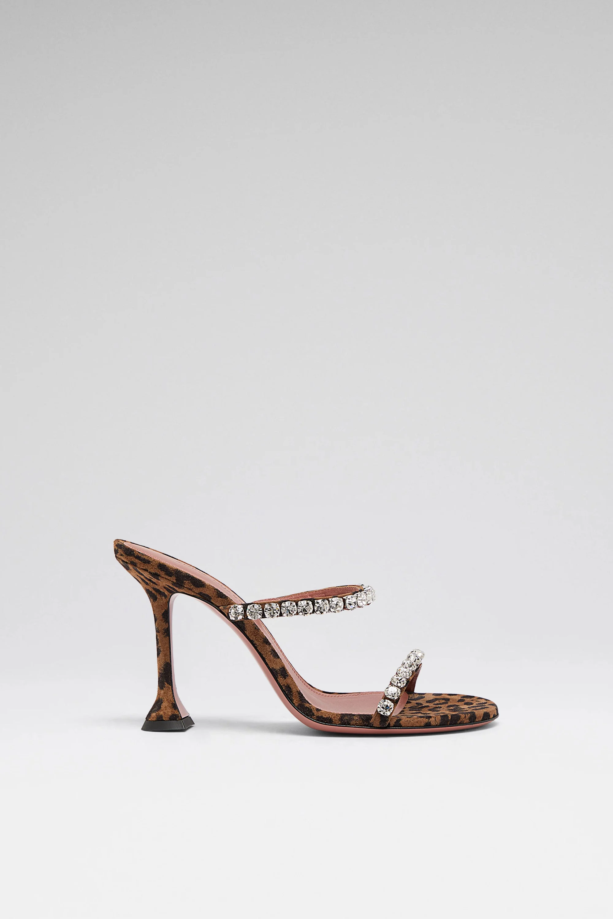 GIGI SLIPPER 95 LEOPARD PRINTED SUEDE AND WHITE CRYSTALS - 1