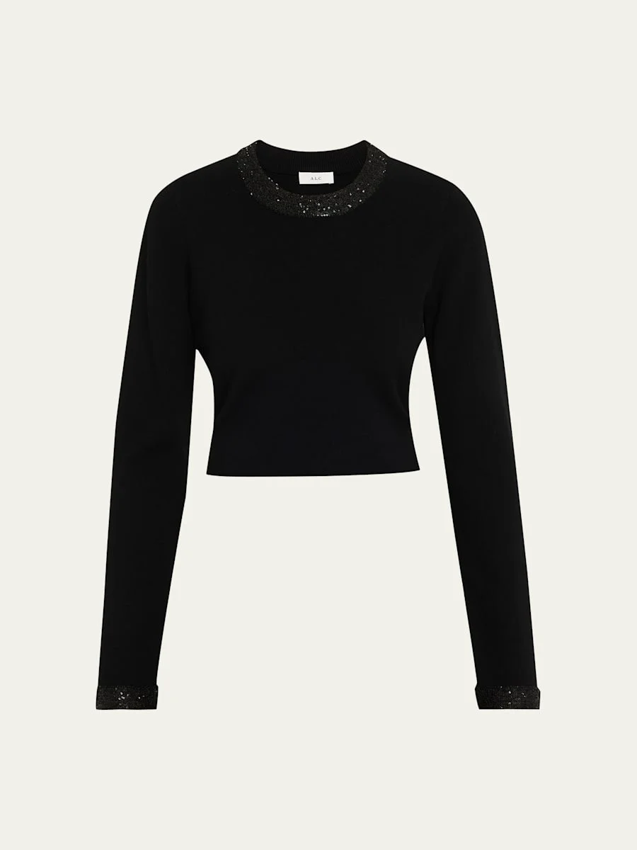 Marley Sequined Long-Sleeve Crop Top - 1