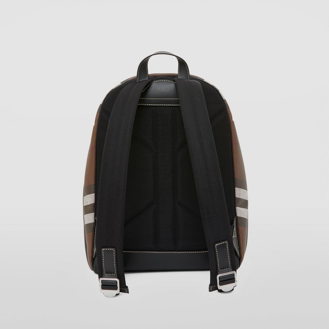 Geometric Check and Leather Backpack - 8