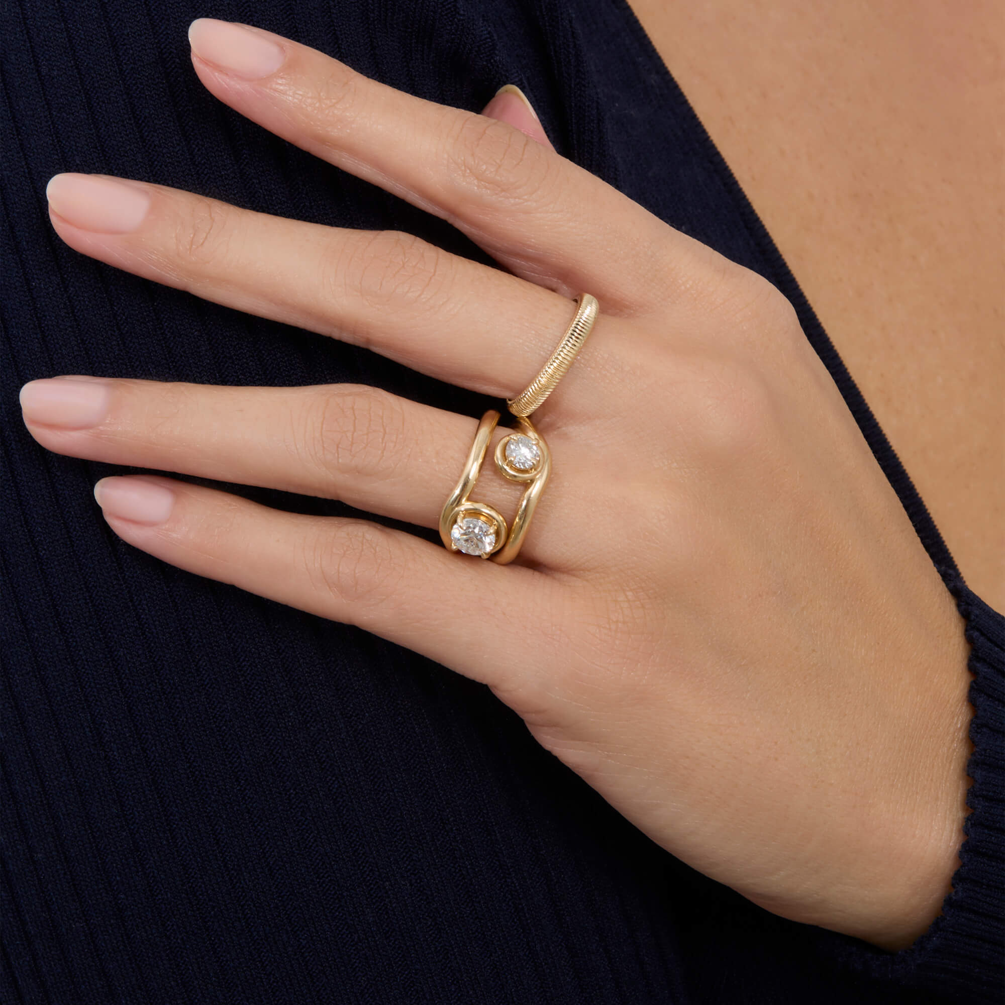 0.5CTW LAB-Created Diamond Bonbon Merge Ring - 7