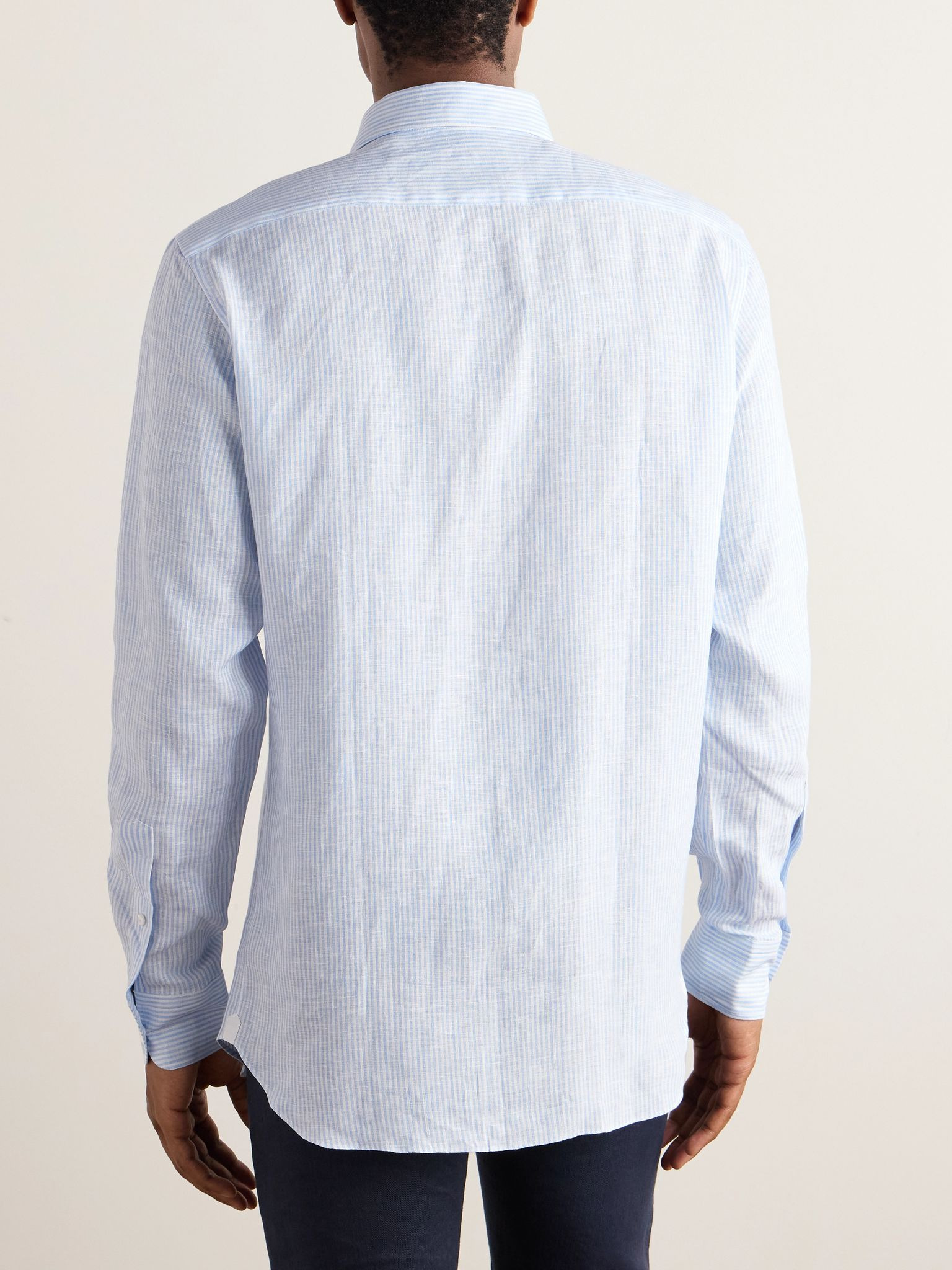 Striped Oasi Linen Shirt Light blue - 3