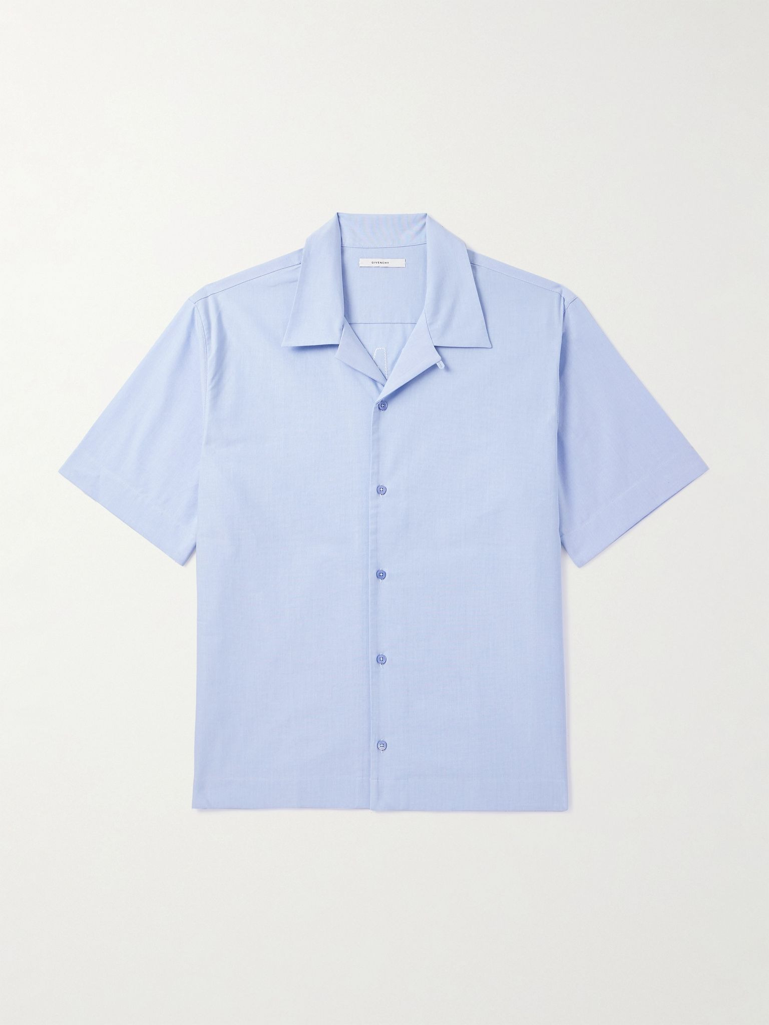 Convertible-Collar Logo-Appliquéd Cotton Oxford Shirt Light blue - 1