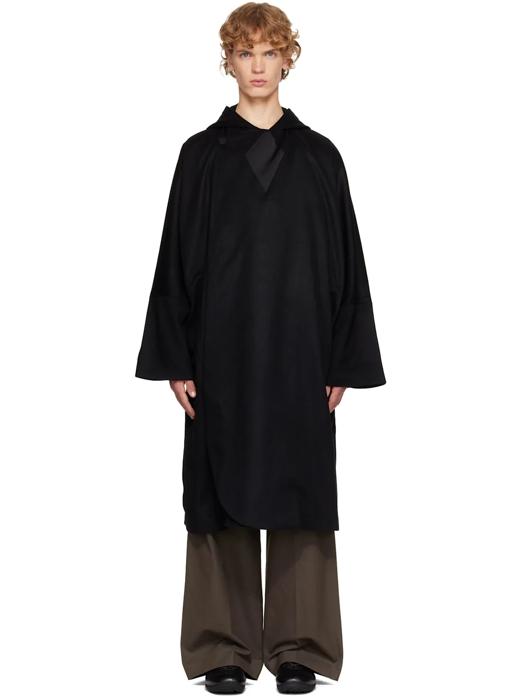 Black Munno Hooded Coat - 1