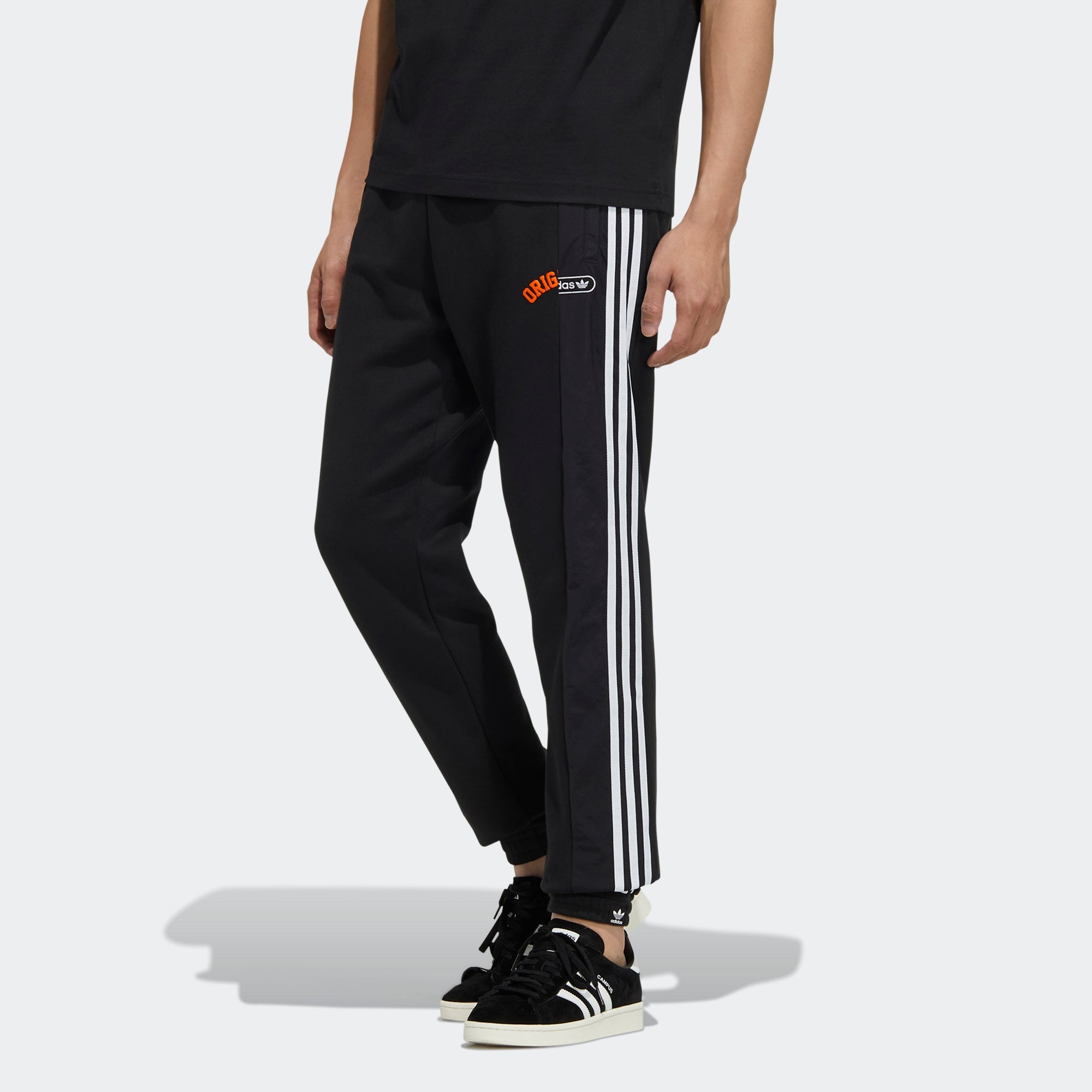 Men's adidas originals Mr Sweatpant Casual Bundle Feet Sports Side Stripe Long Pants/Trousers Black  - 2