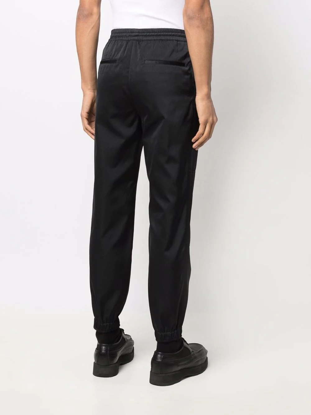 drawstring-waist cotton track trousers - 4