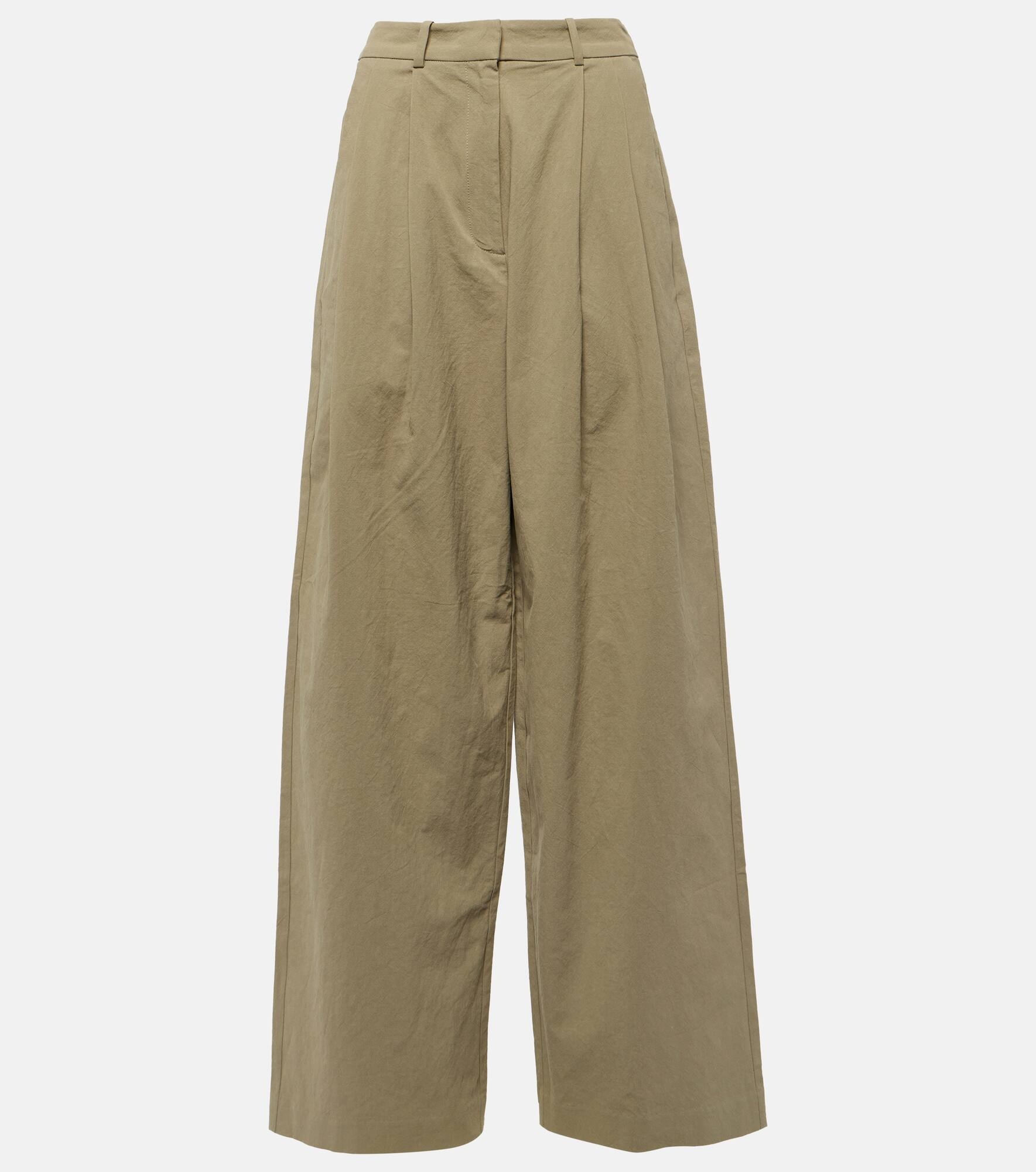 Helena high-rise cotton-blend wide-leg pants - 1