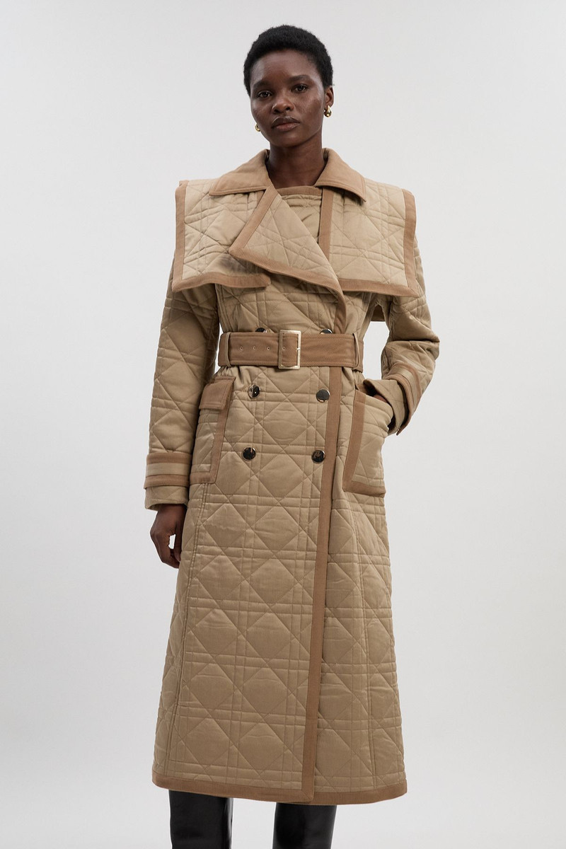 Quilted Padded Cord Mix Trench Coat 1