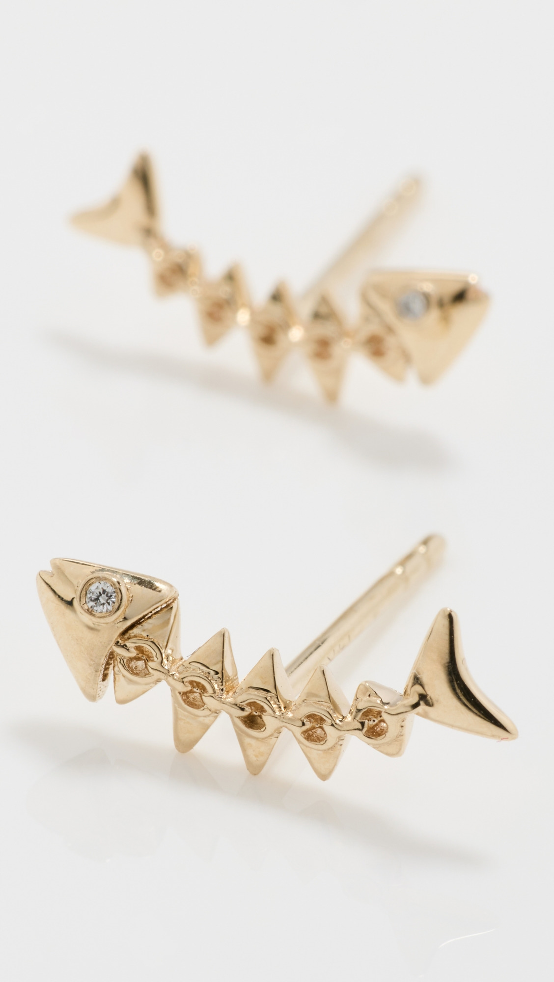 14k Fishbone Studs - 3