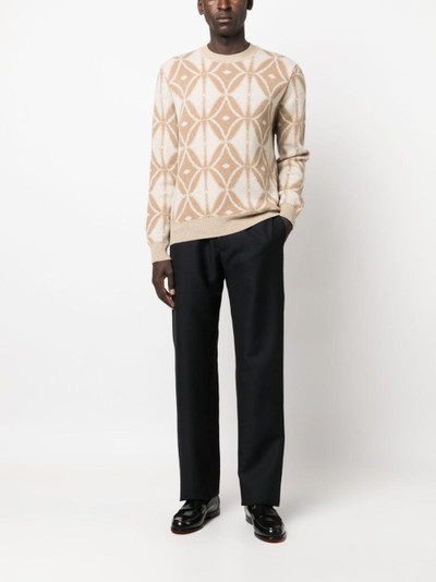 Lanvin monogram cotton straight trousers outlook