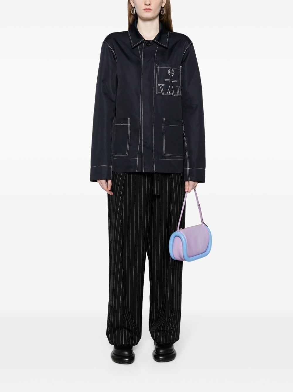 logo-embroidered chore jacket - 2