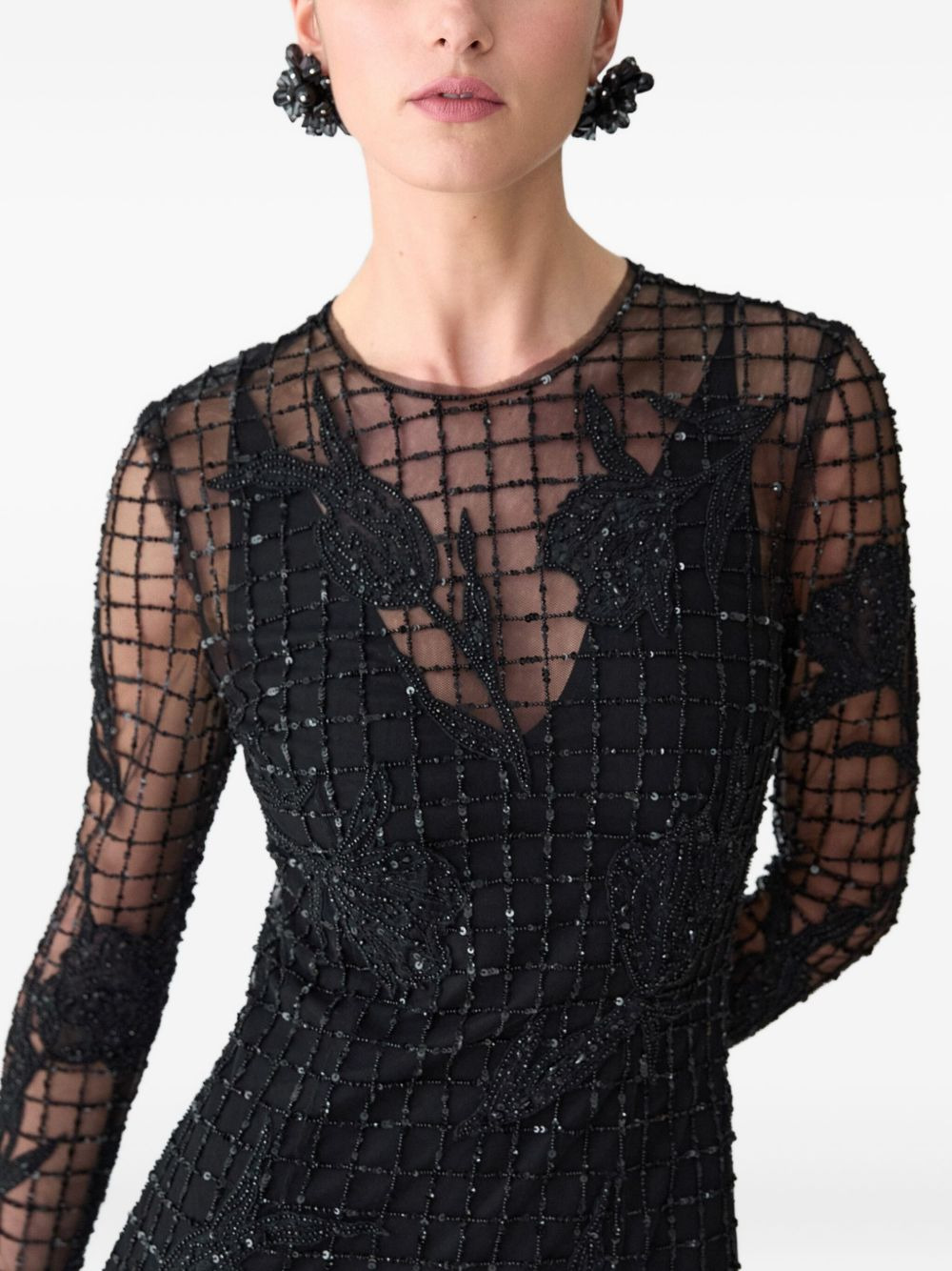 embroidered-tulle trumpet gown - 4