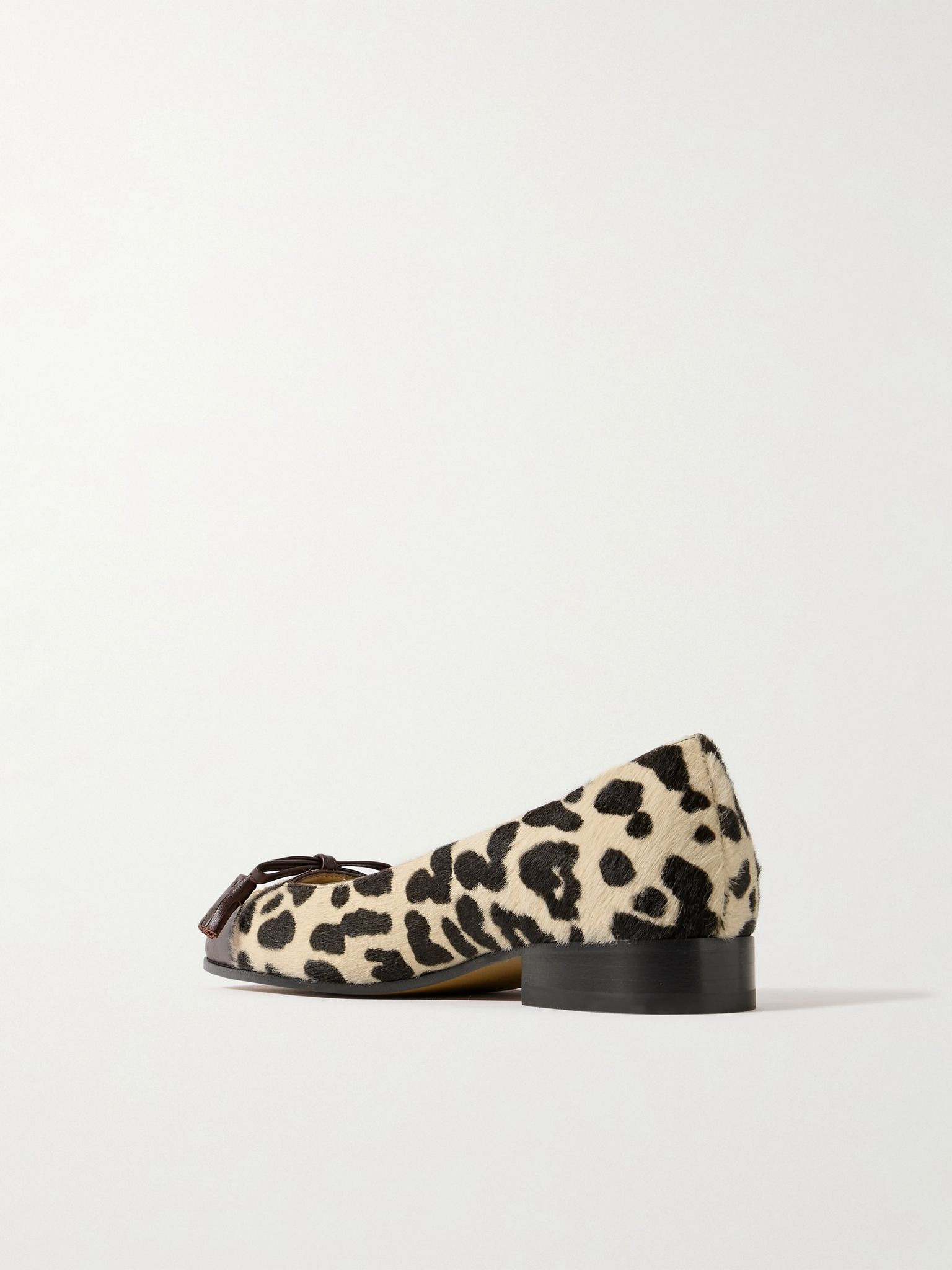 Ballerina leather-trimmed leopard-print calf hair flats Leopard print - 3