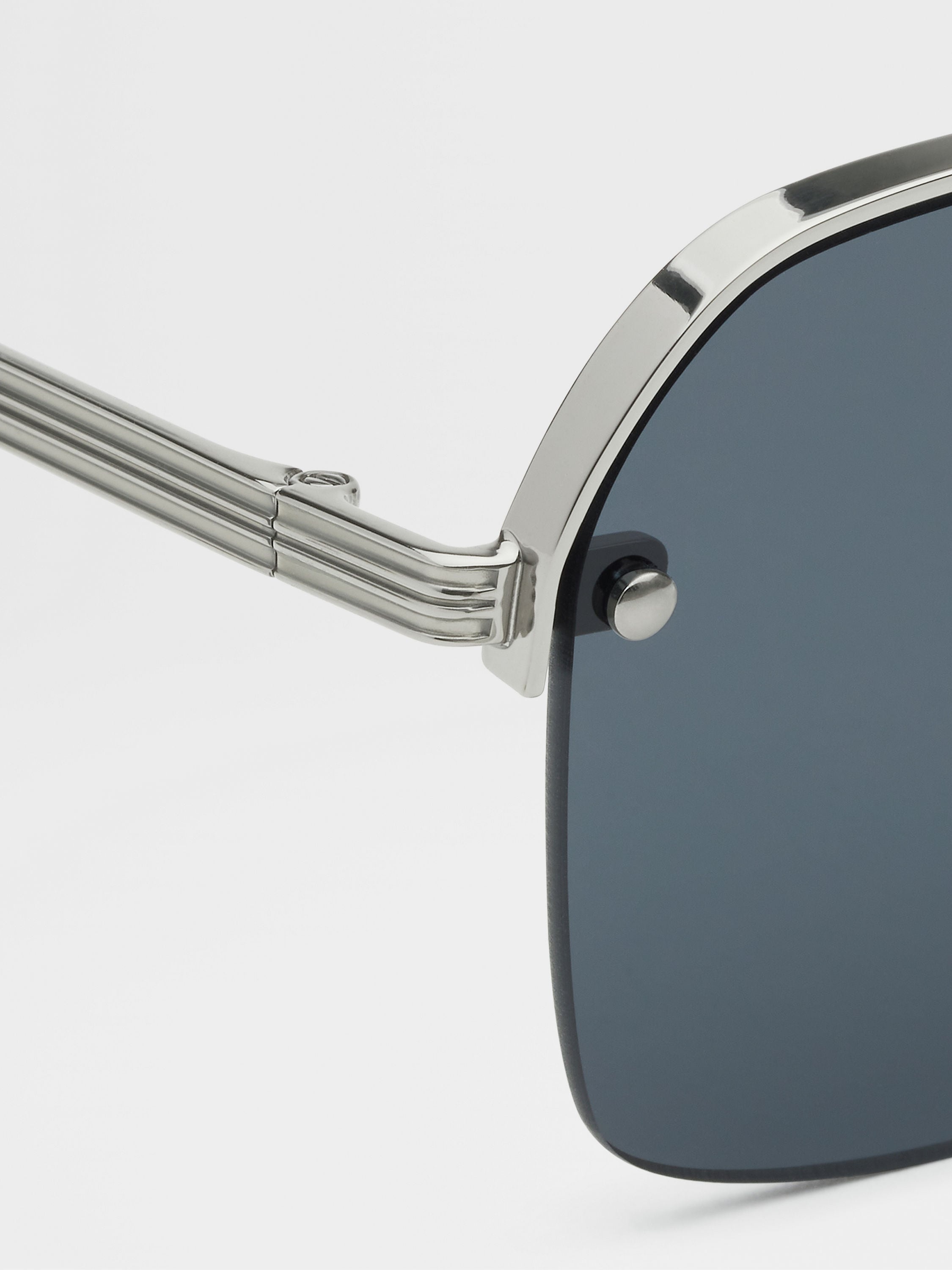 SHINY GUNMETAL METAL SUNGLASSES - 2
