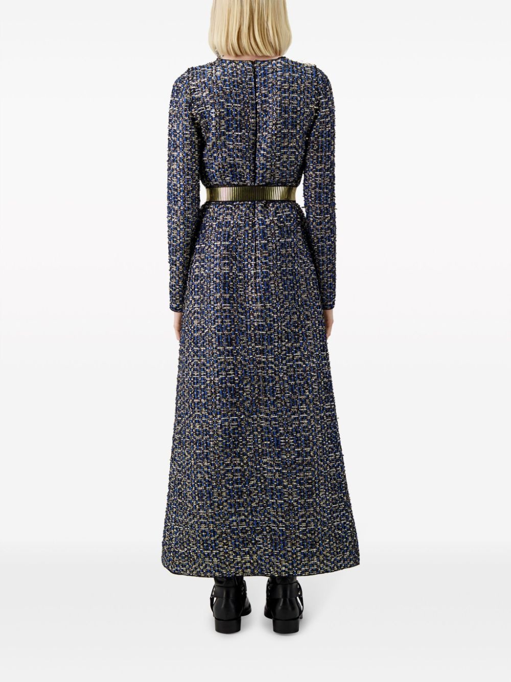 tweed A-line cotton maxi dress - 4