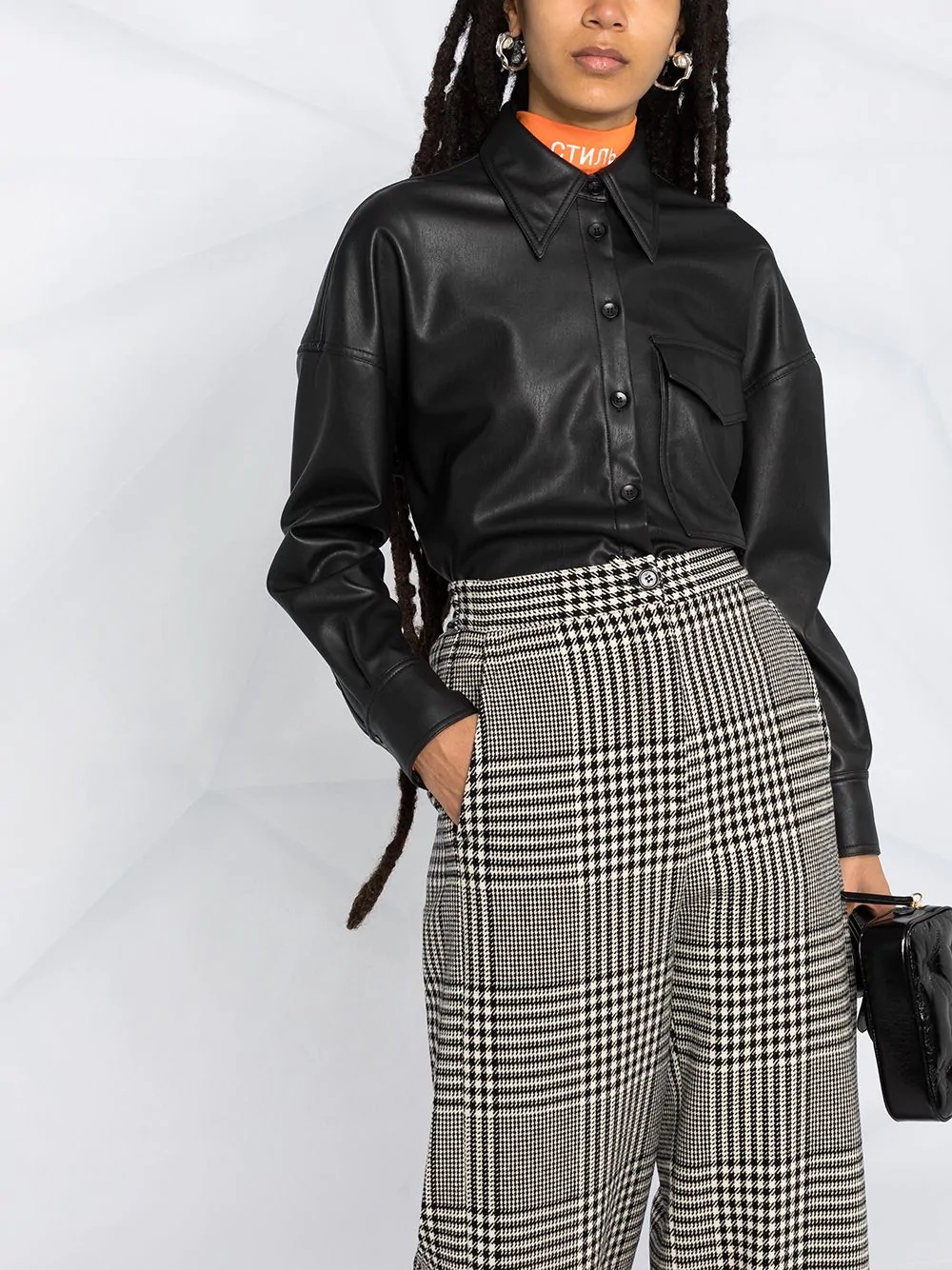 Houndstooth-pattern wide-leg trousers - 5