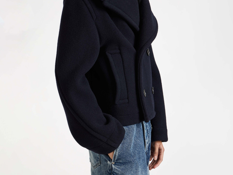 CROPPED HOODED COAT IN NAVY 5