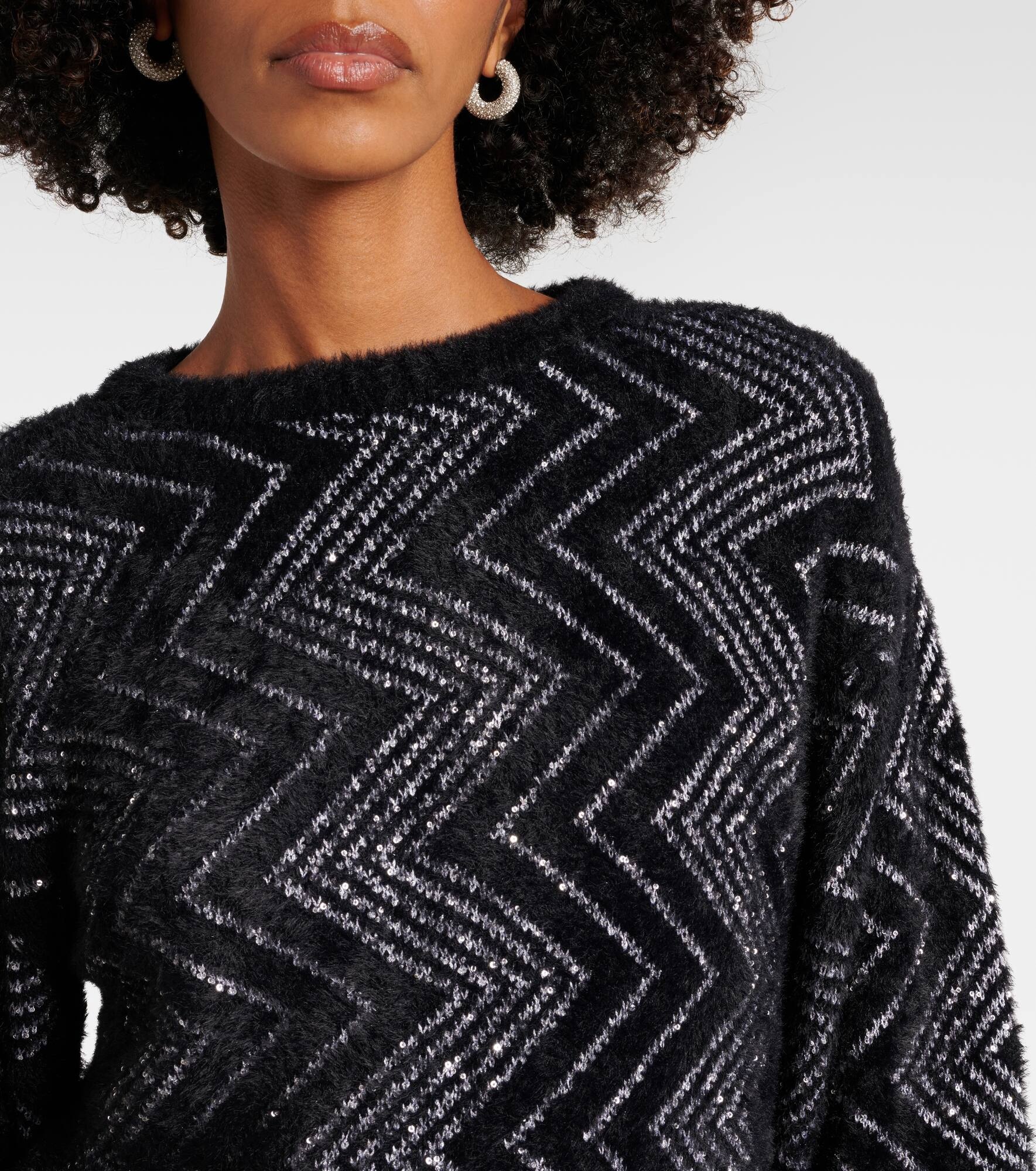 Zig Zag metallic knit sweater - 4