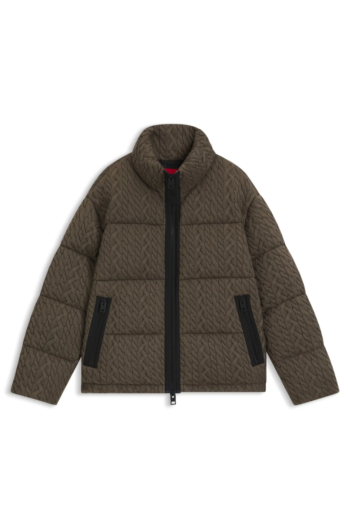 PUFFER JACKET WITH CABLE-KNIT STRUCTURE - 1
