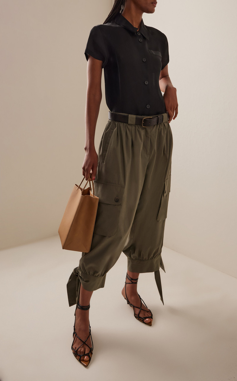 Sea Arianna Belted Cotton Cargo Capri Pants green outlook