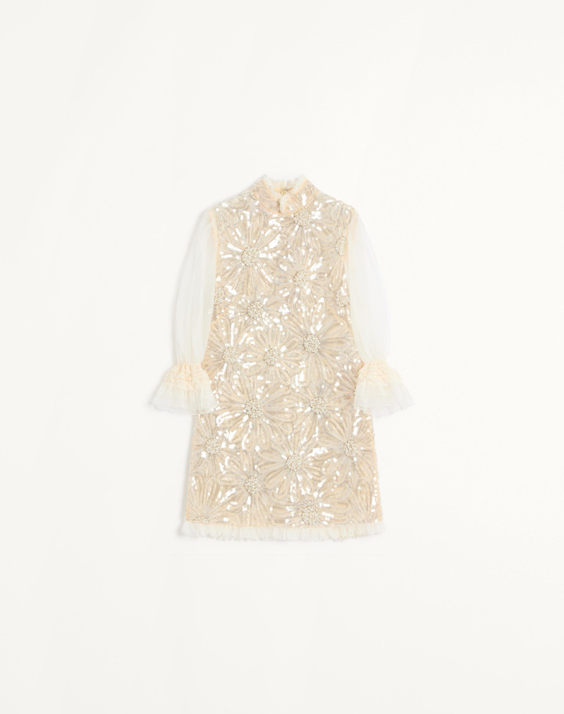 SHORT EMBROIDERED ORGANZA DRESS - 1