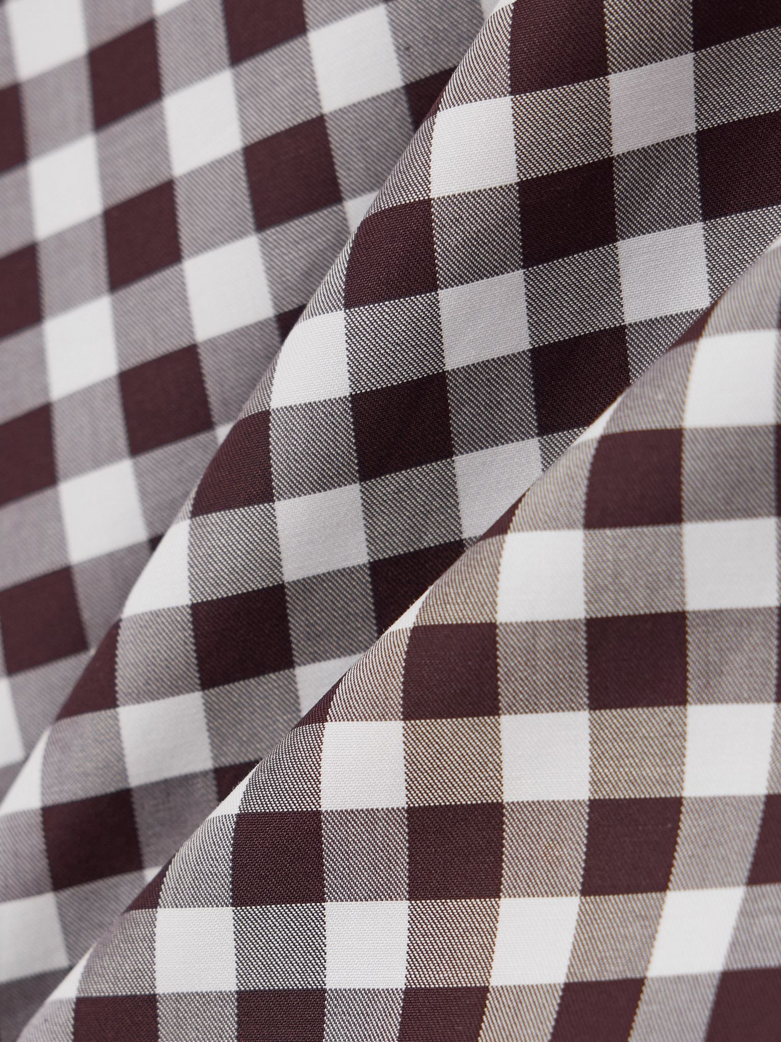 Ruched gingham cotton shirt Brown - 4