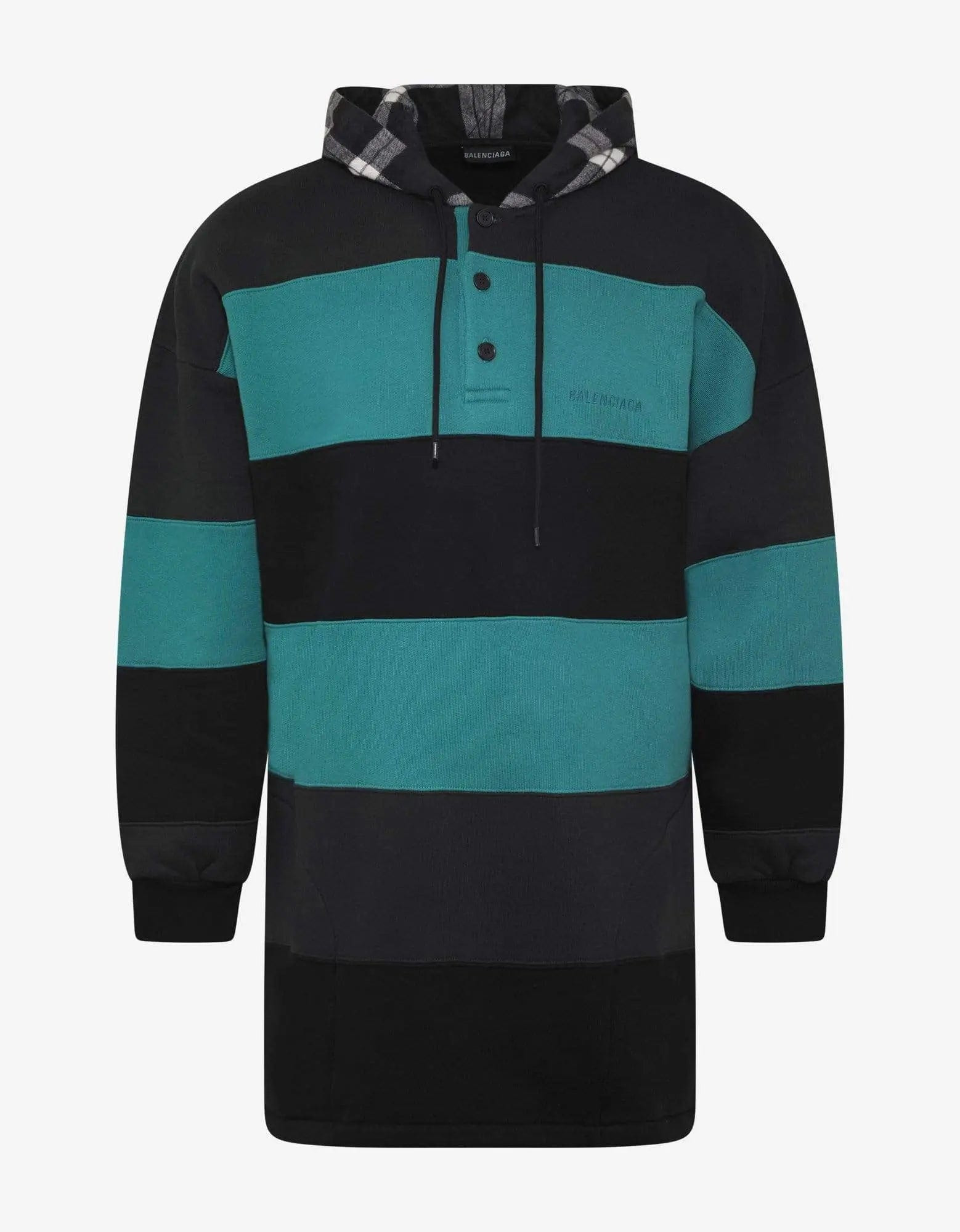 Balenciaga Green & Black Stripe Oversized Hoodie - SS19 - 1