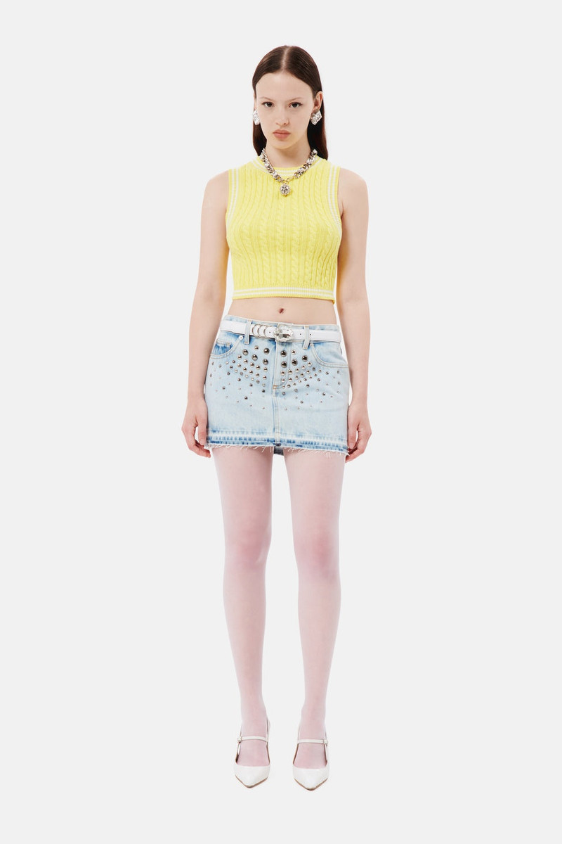 Alessandra Rich DENIM MINI SKIRT WITH STUDS outlook