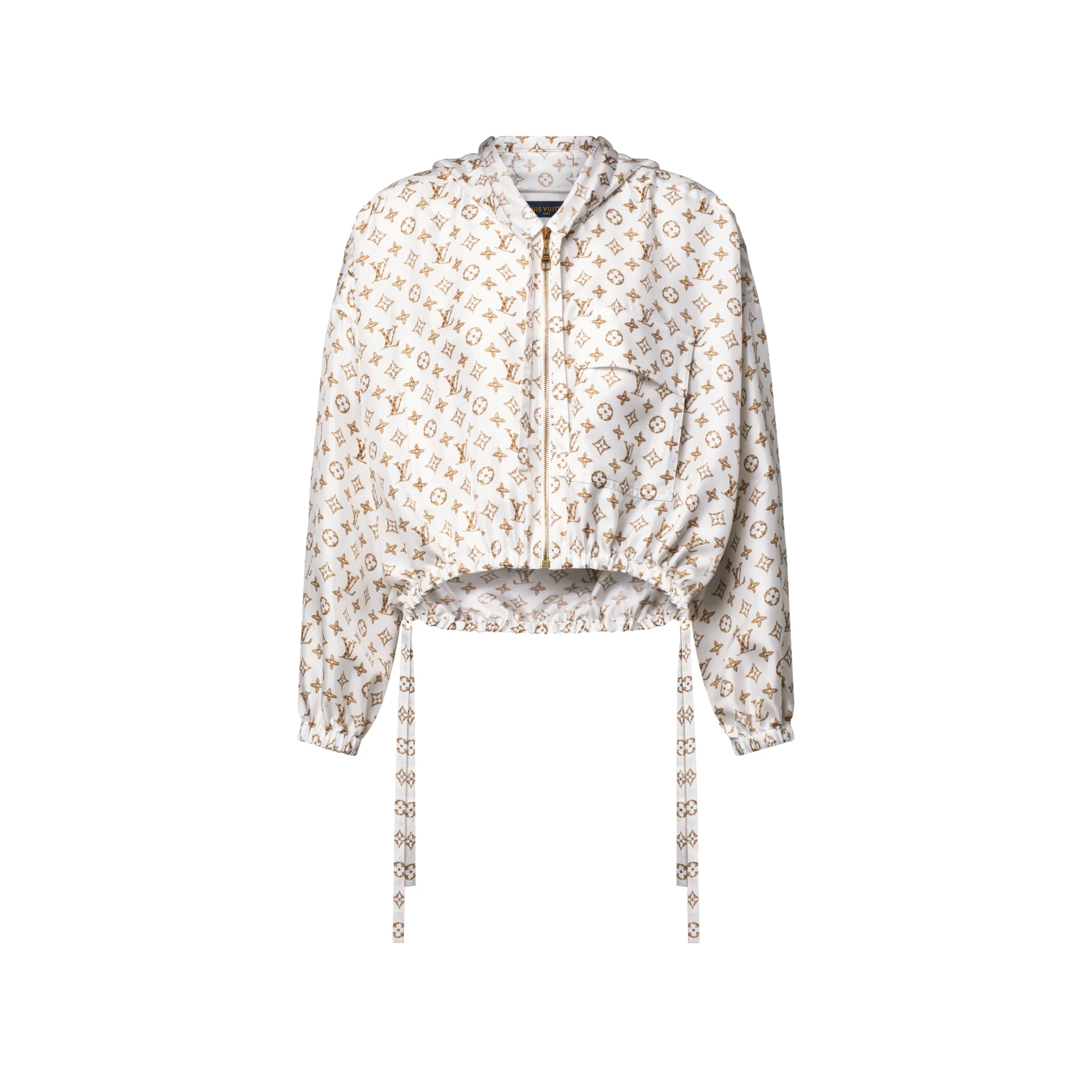 Woven Monogram Print Drawstring Jacket - 1