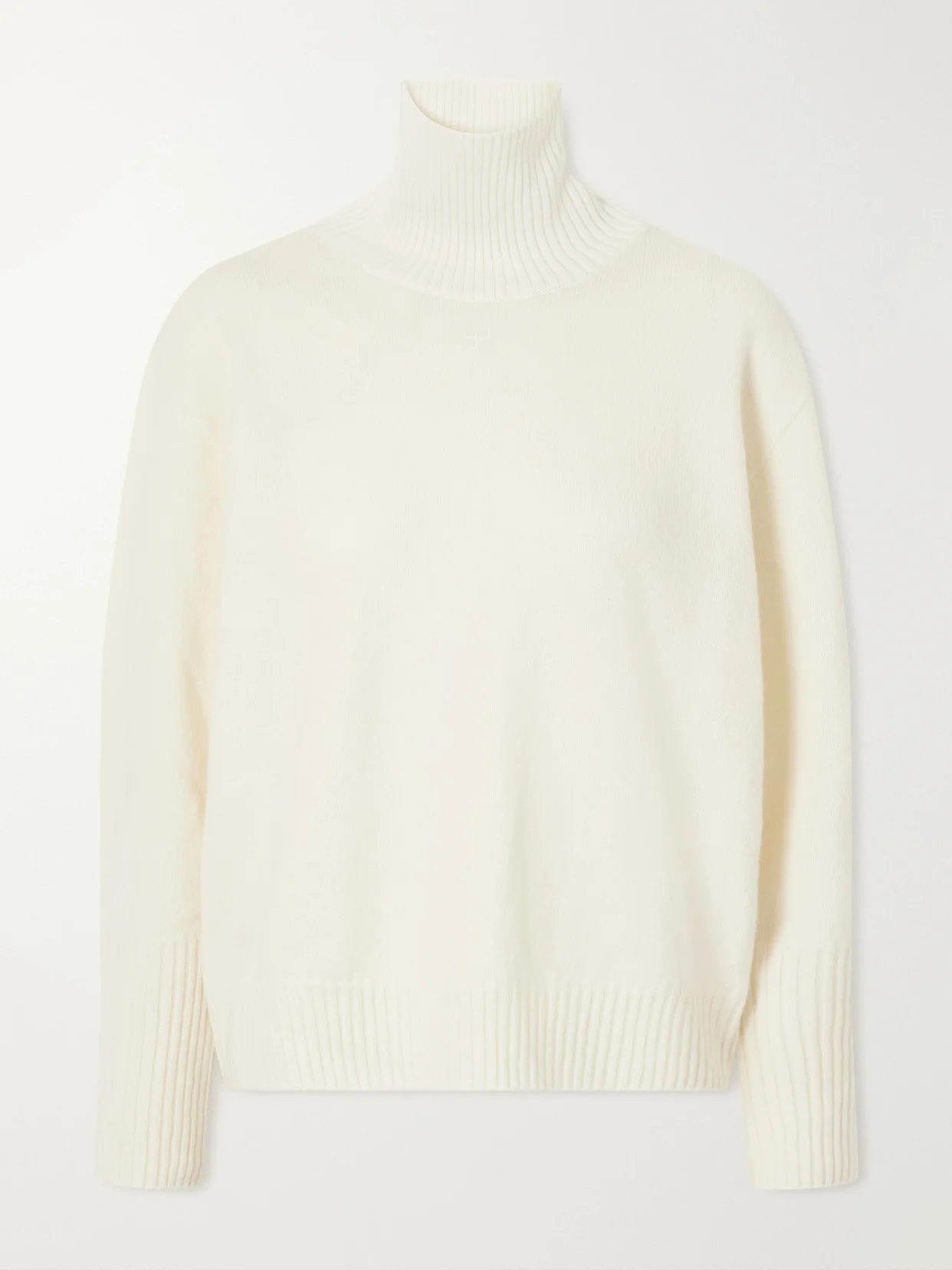 Logo-embroidered Ribbed-knit Wool Sweater - 1