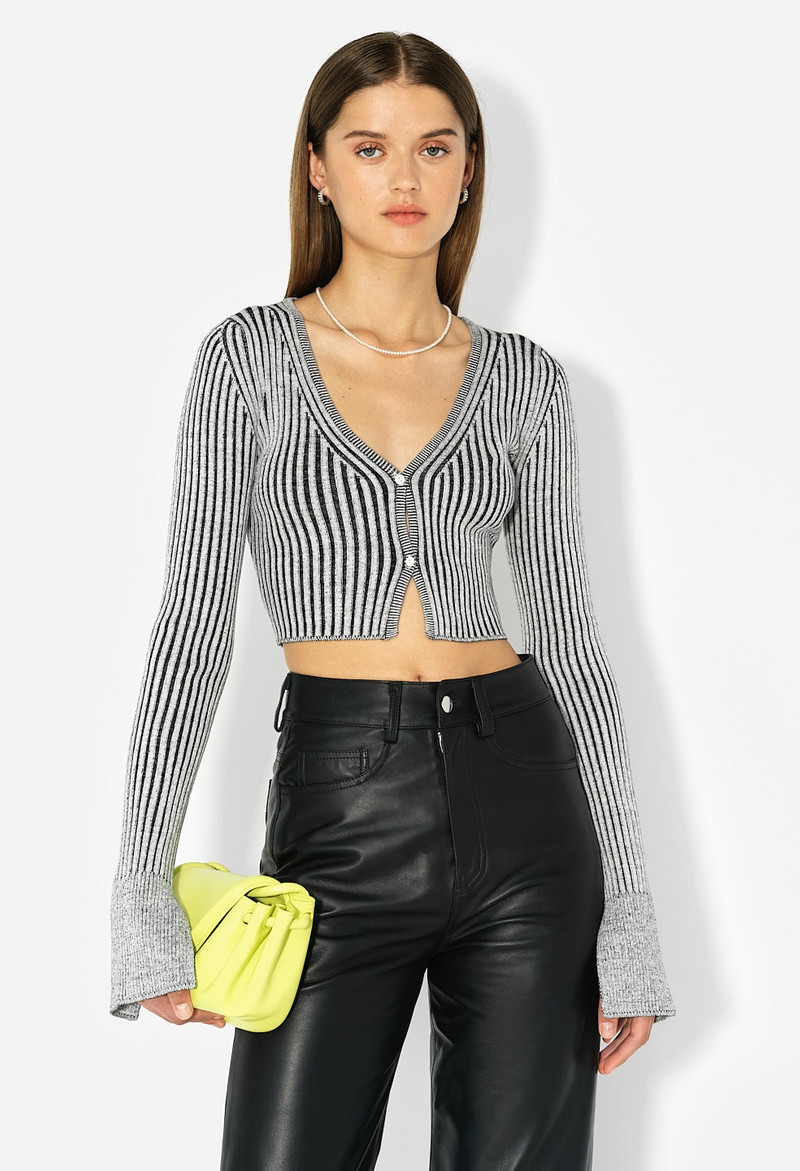 SILK COTTON RIB CROPPED CARDIGAN 2