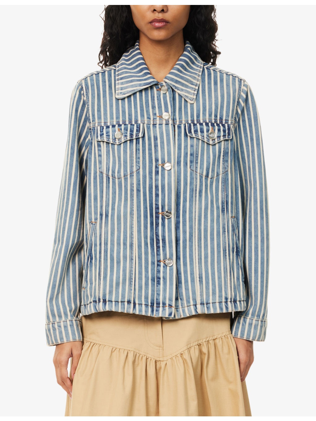 Striped Denim Jacket - 3
