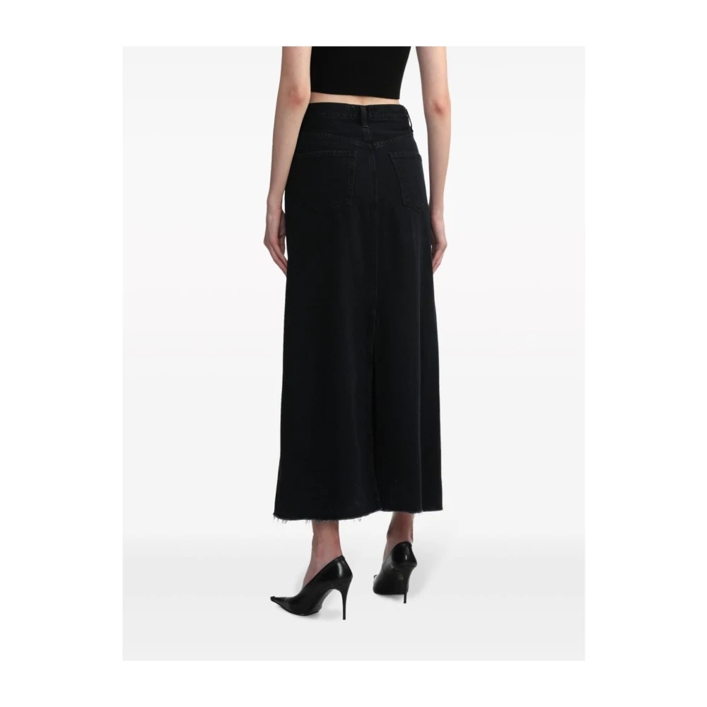 AGOLDE BLACK DENIM SKIRT WITH RAW-CUT HEM | miinto | REVERSIBLE
