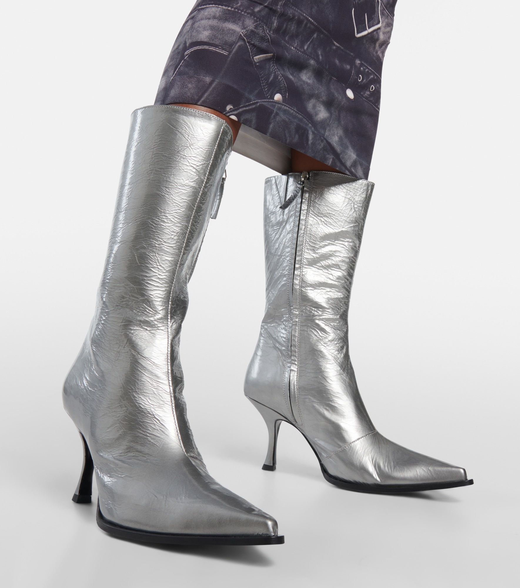 Metallic leather ankle boots - 3