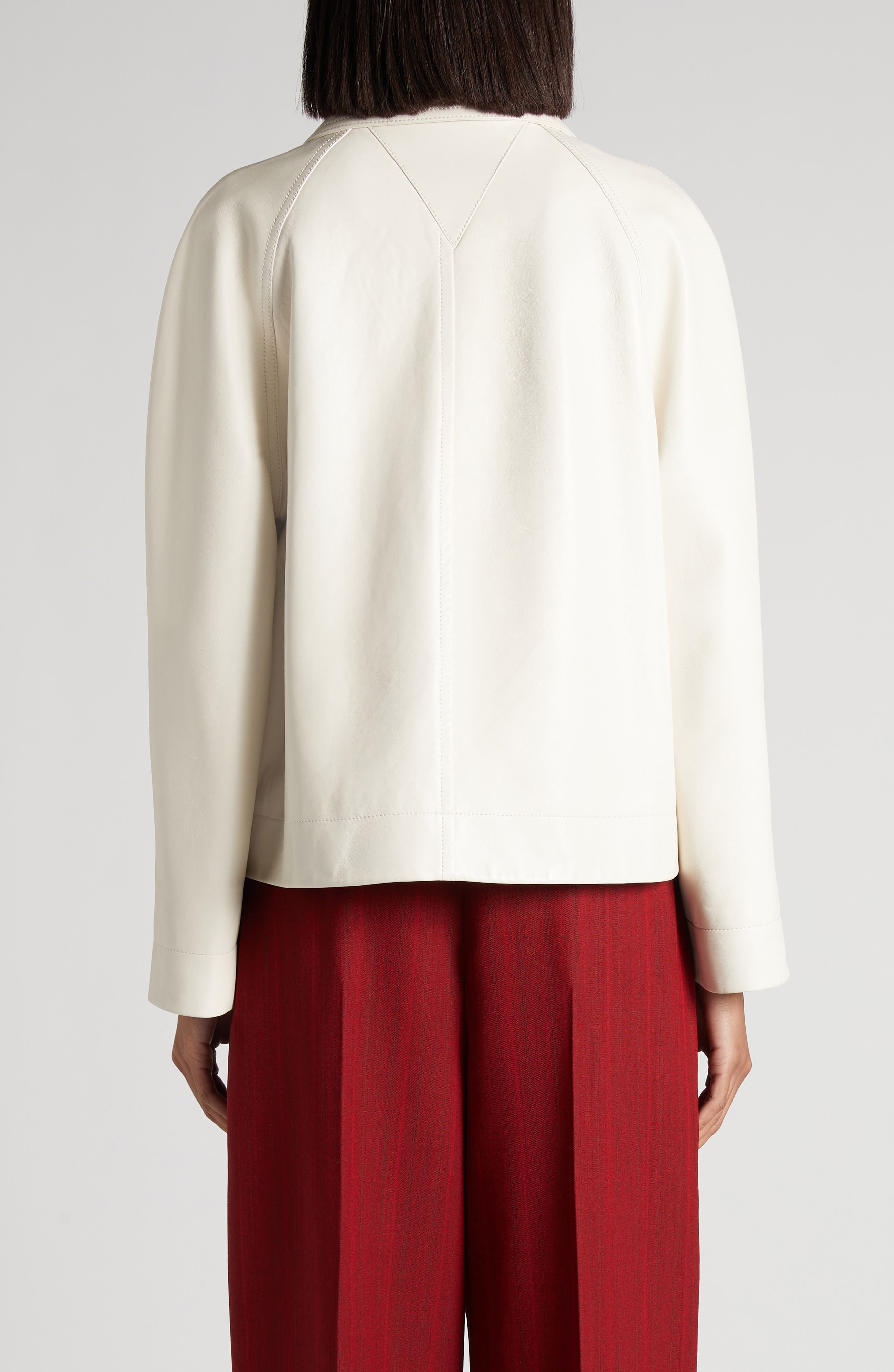 Bottega Veneta Lambskin Leather Jacket in 9247 Pale Meringue at Nordstrom - 3