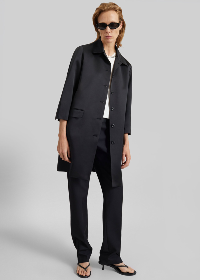 Vavin Satin Long Jacket - Black 3