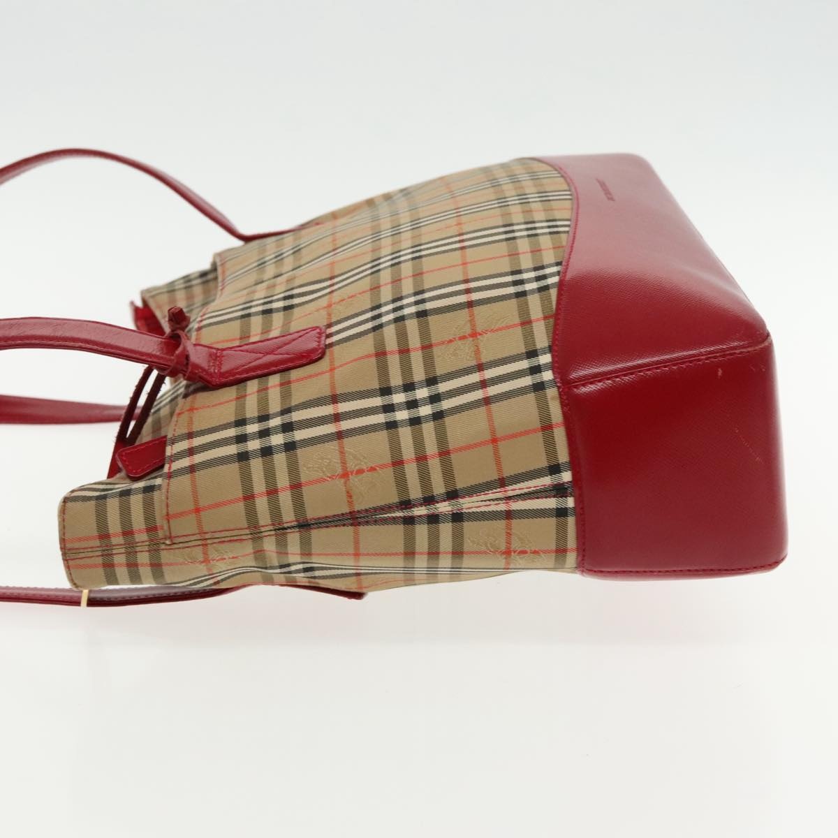 Burberry Nova Check Tote Bag Canvas Red Beige - 4